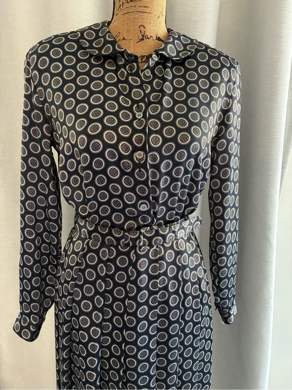 Breckenridge 2-piece Skirt and Blouse Set black geometric print,Vintage-Inspired